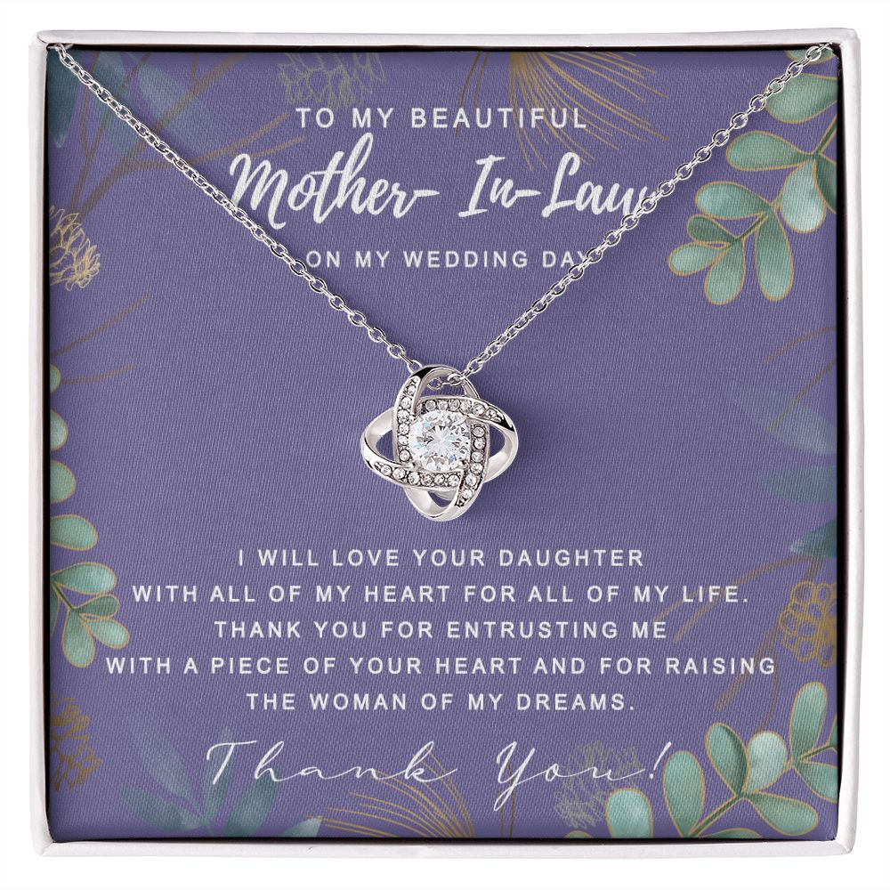 Wedding Day Necklace Gift For Mother In Law, To My Beautiful Mother In Law Love Knot Necklace From Daughter In Law, Thank You Necklace Gift For Mother From Daughter, Mother In Law On My Wedding Day Love Knot Necklace 6323