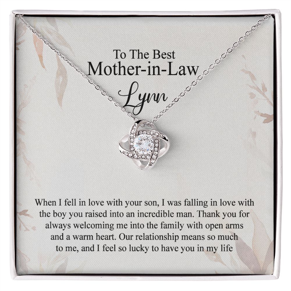 Mother In Law Gift Necklace, To The Best Mother In Law Necklace From Daughter In Law, Personalized Necklace Gift For Mom, Happy Mother's Day Necklace Gift For Mom, Jewelry Gift For Mother In Law Love Knot Necklace 6323
