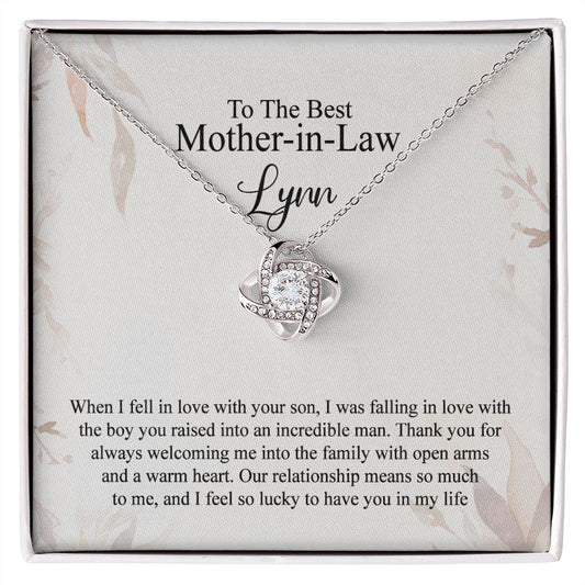 Mother In Law Gift Necklace, To The Best Mother In Law Necklace From Daughter In Law, Personalized Necklace Gift For Mom, Happy Mother's Day Necklace Gift For Mom, Jewelry Gift For Mother In Law Love Knot Necklace 6323