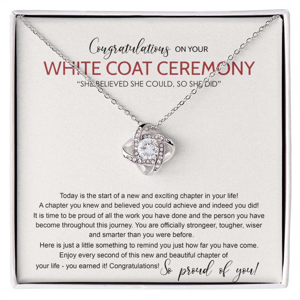 White Coat Ceremony Necklace Gift Chiropractor White Coat Ceremony Necklace New Doctor Gift On Congrats Graduation Pendants Gift For Daughter, Granddaughter, Sister, White Coat Ceremony Gift Necklace Love Knot Necklace 6323