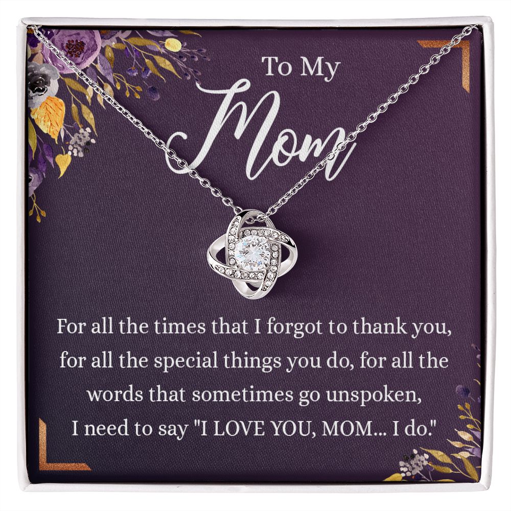 To My Mother Gift Necklace To Mom, Mother, Mommy, Momma from Child Special Mother Gift for Birthday Mothers Day Retriment Anniversary Hoiday Present for Mom Love Knot Necklace for Women from Daughter or Son