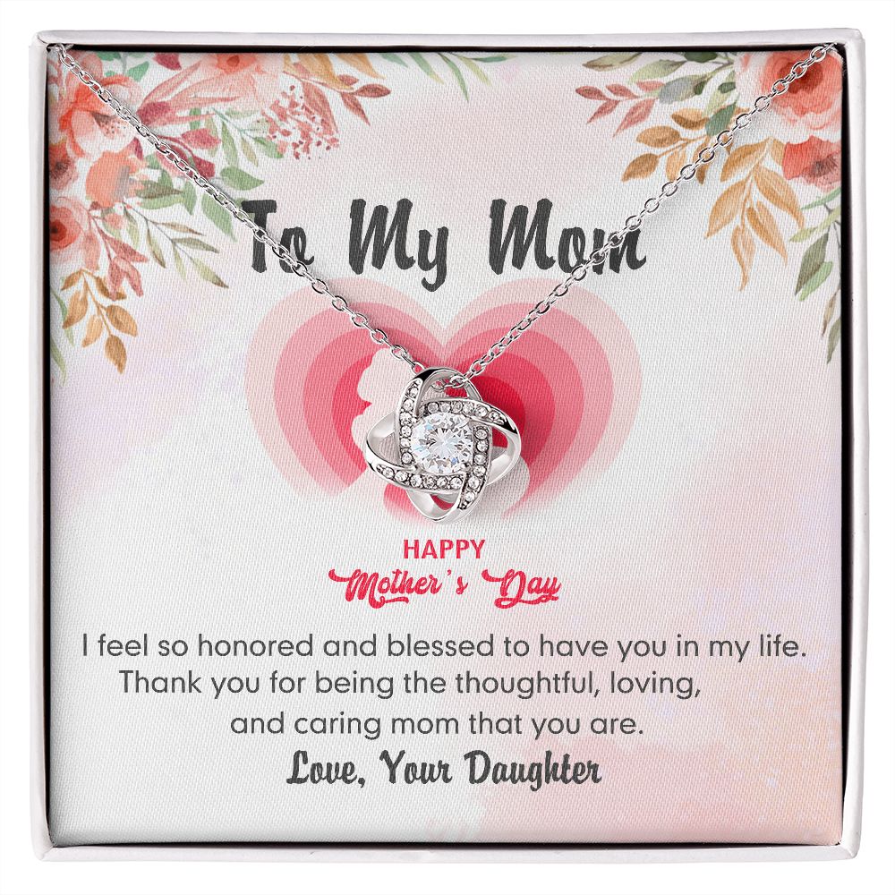 To My Mom Necklace Pendant Gift From Daughter Love Knot Necklace for Mom Happy Mother's Day Gift For Mom Birthday, Anniversary Thank You