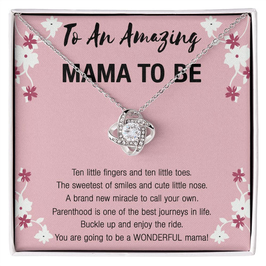Mama To Be Necklace, To An Amazing Mama To Be Necklace From Daughter, Little Girl Necklace Gift For Mom, Wonderful Mama Pendant, Daughter And Mother Love Knot Necklace Gift For Mom Jewelry To Mama Love Knot Necklace 6323