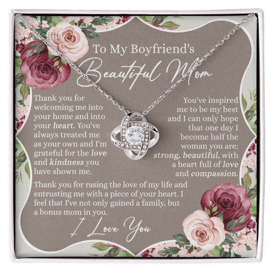 Gift For Boyfriend's Mom Necklace, To My Boyfriend's Mom Love Knot Necklace, Gift To Boyfriend's Mom Necklace For Beautiful Mom Jewelry, Boyfriend's Beautiful Mom Jewelry For Women Girlfriend's Mom Love Knot Necklace 6323