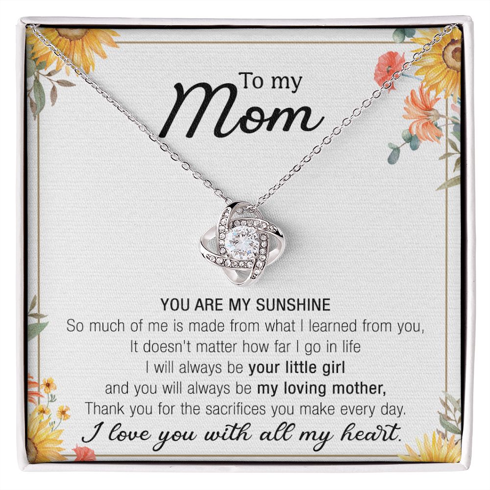 To My Mother Gift Necklace To Mom, Mother, Mommy, Momma from Child Special Mother Gift for Birthday Mothers Day Anniversary Hoiday Present for Mom Love Knot Necklace for Women