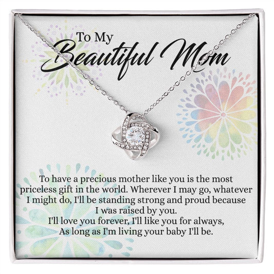 To My Mom Necklace, Mom Gifts, Mom Jewelry Box, Necklace for Mom, Gifts for Mom, Mother's Day Necklace Jewelry Gift For Mom, Birthday Gift For Mom, Thank you Mom Gift Love Knot Necklace for Mom