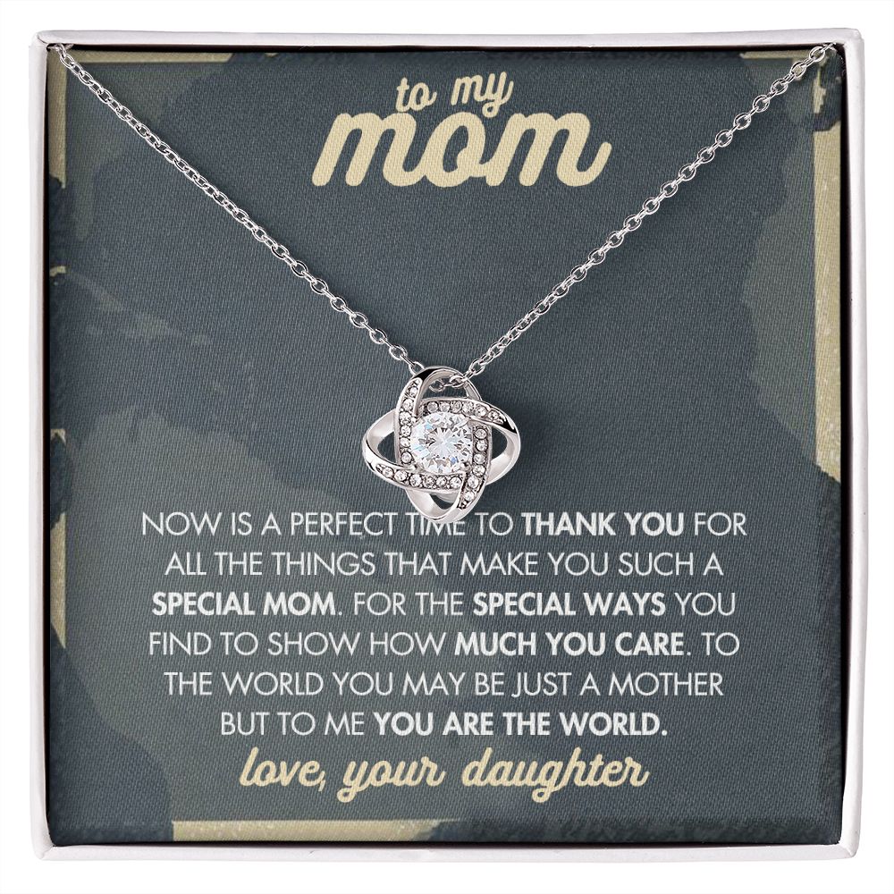 Mother And Daughter Necklace, To My Mom Love Knot Necklace From Daughter, Now Is A Perfect Time To Thank You Necklace Gift For Mom, Mother On Birthday Gift Anniversary Wedding Day Necklace For Mom Love Knot Necklace 6323