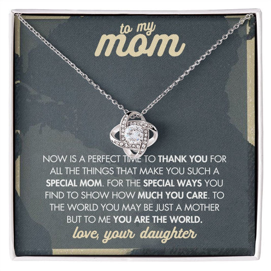 Mother And Daughter Necklace, To My Mom Love Knot Necklace From Daughter, Now Is A Perfect Time To Thank You Necklace Gift For Mom, Mother On Birthday Gift Anniversary Wedding Day Necklace For Mom Love Knot Necklace 6323
