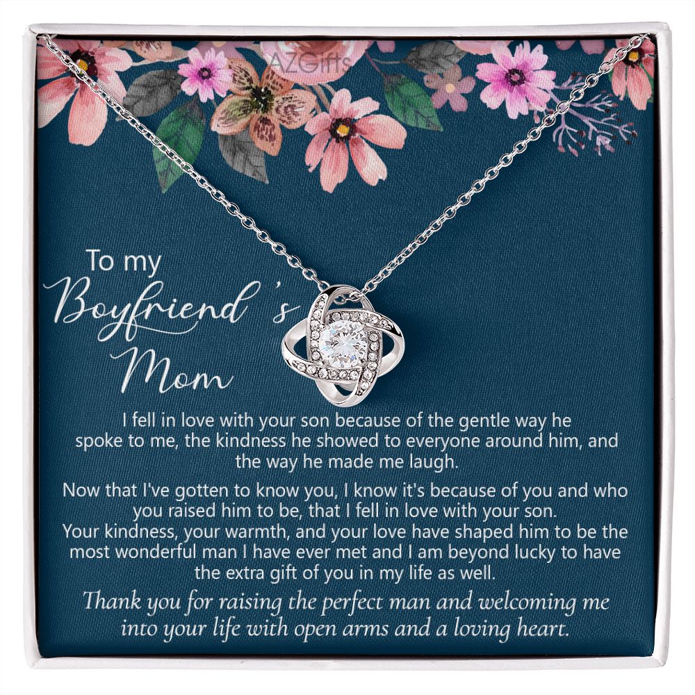 Fell In Love Necklace Gift For Boyfriend's Mom Gift Necklace, To My Boyfriends Mom Necklace From Son, Mother And Son Gift Necklace, Gift For Boyfriends Mom Love Knot Necklace Jewelry Gift For Women Love Knot Necklace 6323