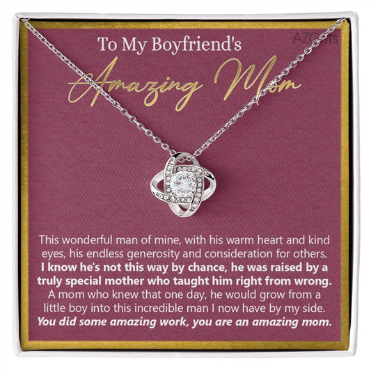 To My Boyfriends Mom Love Knot Necklace, Gifts For Boyfriend Mom, Boyfriends Mom Birthday Gift Idea, Boyfriend Mother Gift, Necklace For Boyfriends Mom, Mother's Day Gift Necklace For Women