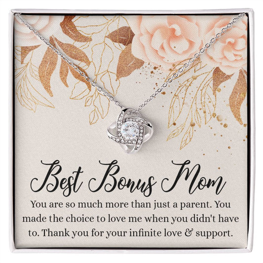 Best Bonus Mom Gift Necklace, To My Bonus Mom Love Knot Necklace Gift For Mom, Mother And Daughter Necklace Gift For Mom, Love And Support Necklace, Bonus Mother Gift Necklace Jewelry Gift For Women Love Knot Necklace 6323