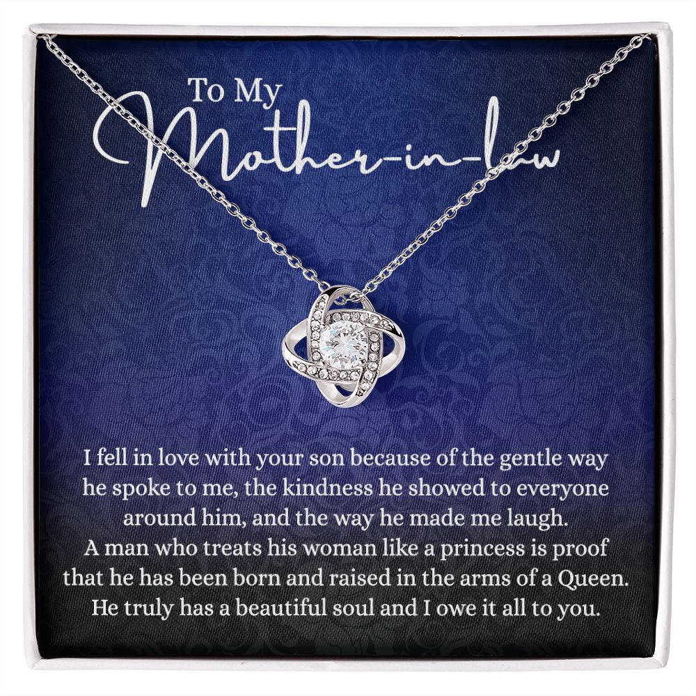 To My Mother in Law Love Knot Necklace, Mother in Law Jewelry Gift Box, Gift Card For Mom, Necklace for Mother in Law Jewelry Gift For Women, To My Mother-in-law On Wedding Day Mother's day Necklace Love Knot Necklace 6323