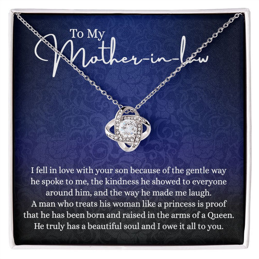 To My Mother in Law Love Knot Necklace, Mother in Law Jewelry Gift Box, Gift Card For Mom, Necklace for Mother in Law Jewelry Gift For Women, To My Mother-in-law On Wedding Day Mother's day Necklace Love Knot Necklace 6323