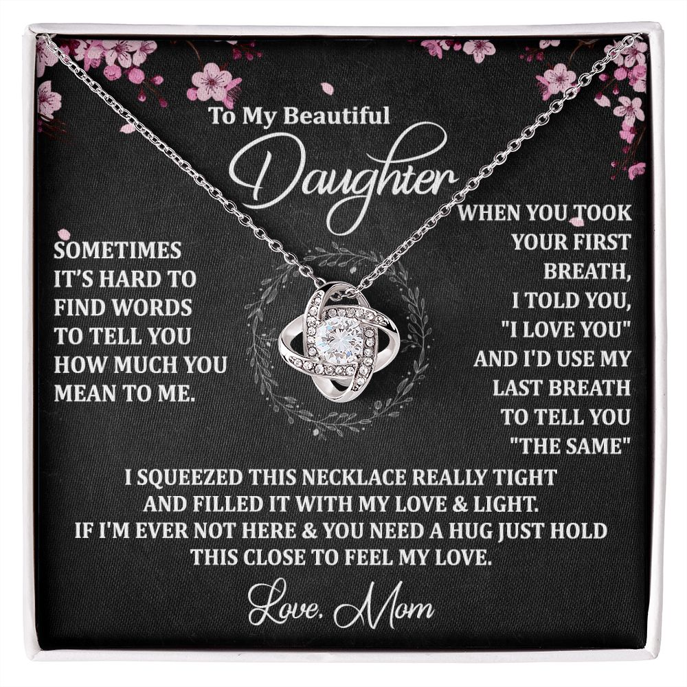 To My Daughter Necklace Love Knot Necklace Gift for Daughter from Mom Jewelry Gift for Daughter Birthday Gift Daughter Necklace for Teen Girl Mother Daughter Necklace Christmas Daughter Necklace Gift from Mom