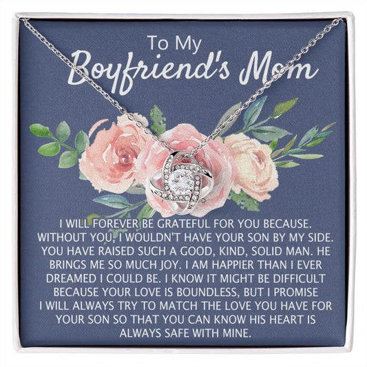 To My Boyfriend's Mom Necklace Gift, Mother's Day Necklace Gift, Birthday Gift For Boyfriend's Mom, Boyfriend's Mom Love Knot Necklace For Women Jewelry Gifts For Boyfriends Mom From Girlfriend Mom
