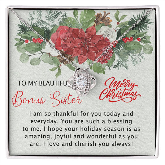 To My Bonus Sister Necklace Gift for Sisters Christmas Necklace for Stepsister Half-sister Best Friend Friends Christmas Pendant Gift Necklace for Her Girls Women