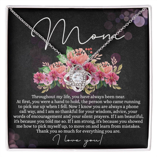Mom Gift Necklace, To My Mom Love Knot Necklace From Daughter, Thank You Necklace Gift For Mom, Mother's Day Necklace Gift For Mom, Birthday Gift For Mom, Anniversary Jewlry Gift For Women Love Knot Necklace 6323