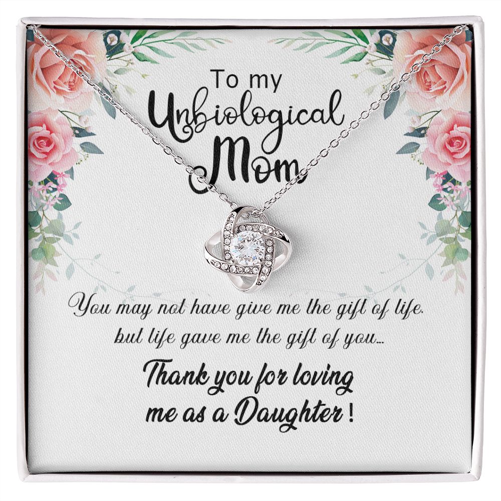 Unbiological Mom Gift Necklace, To My Unbiological Mom Love Knot Necklace From Daughter And Mother Gift Necklace, Bonus Mom Gift Necklace, Boyfriend's Mom Gift Necklace, Jewelry Gift For Women Love Knot Necklace 6323
