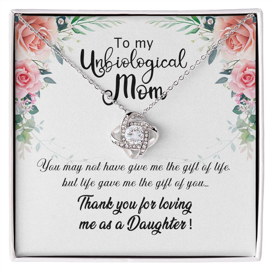 Unbiological Mom Gift Necklace, To My Unbiological Mom Love Knot Necklace From Daughter And Mother Gift Necklace, Bonus Mom Gift Necklace, Boyfriend's Mom Gift Necklace, Jewelry Gift For Women Love Knot Necklace 6323