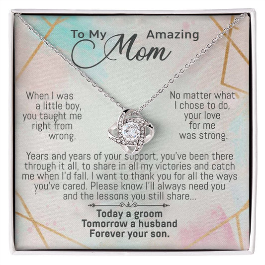 To My Amazing Mom Necklace from Son Mother's Day Love Knot Necklace Gift