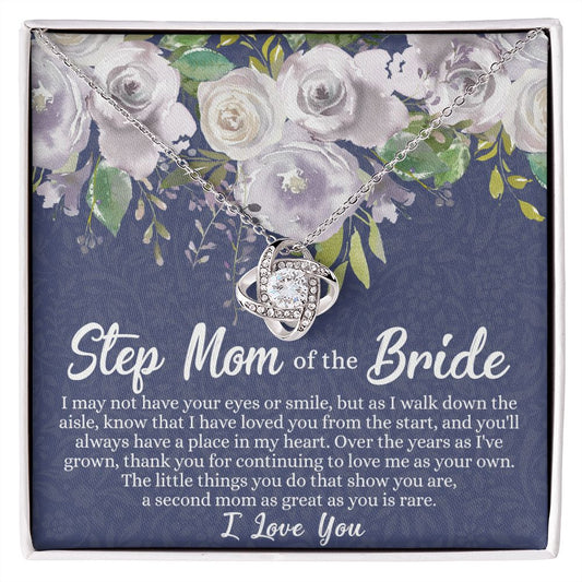 Mom Of The Bride Gift Necklace, To My Step Mom Love Knot Necklace From Daughter, Step Mom Gift Necklace - Second Mom Gift Necklace, Jewelry Gift For Women, Daughter To Step Mom Of The Bride Necklace Love Knot Necklace 6323