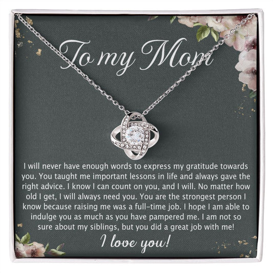 To My Mom Love Knot Necklace From Daughter, No Matter Necklace Gift For Mom, Daughter And Mother Love Knot Pendant Gift For Mom, Jewelry Gift For Women, Mom Gift Necklace, Daughter To Mom Pendant Love Knot Necklace 6323