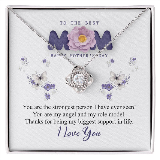 To The Best Mom Necklace, Best Mom Gifts from Son and Daughter Mothers Day Gifts, Birthday Gift For Mom Love Knot Necklace Pendant Jewelry for Mom