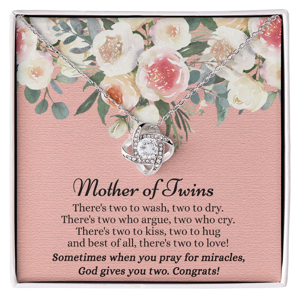Mom Of Twins Necklace, Jewelry Gift For Mother Of Twins Love Knot Necklace, Parents of Twins, Gift Necklace For New Mom of Twins, Birthday Gift For Mom of Twins Necklace, New Mom Gift Necklace Love Knot Necklace 6323