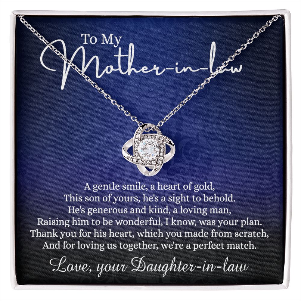 To My Mother in Law Gift Necklace, Mother in Law Love Knot Necklace Gift From Daughter In Law, Jewelry Gift For Women, To My Mother-in-law on Wedding Day Mother's day Necklace Gift Birthday For Mom Love Knot Necklace 6323