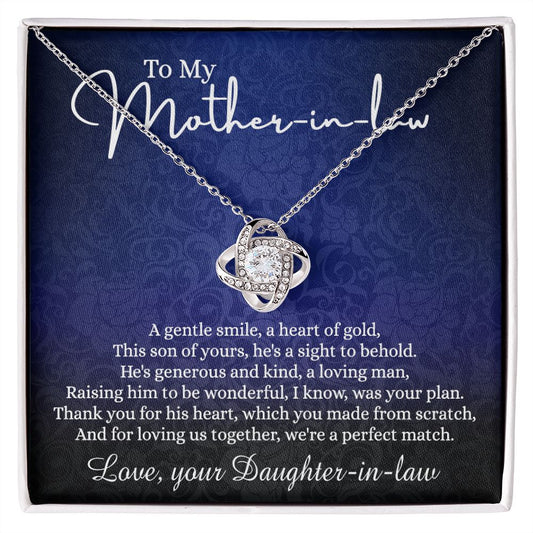 To My Mother in Law Gift Necklace, Mother in Law Love Knot Necklace Gift From Daughter In Law, Jewelry Gift For Women, To My Mother-in-law on Wedding Day Mother's day Necklace Gift Birthday For Mom Love Knot Necklace 6323