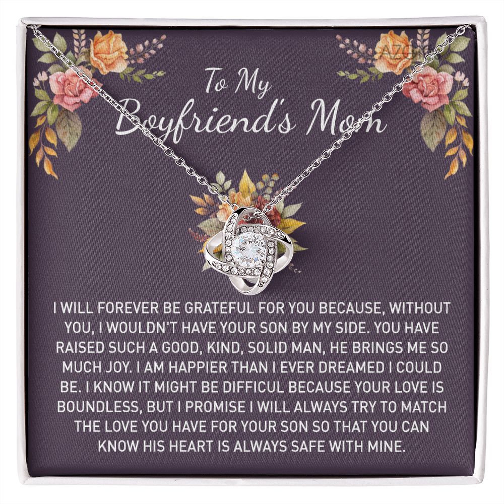 To My Boyfriends Mom Love Knot Necklace, Gift for Boyfriends Mom Necklace, Gift Mother in Law Jewelry Birthday Gift For Boyfriends Mom Jewelry Gift for Women, Necklace Boyfriend's Mom From Girlfriend