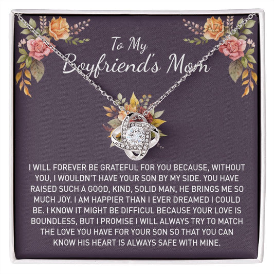 To My Boyfriends Mom Love Knot Necklace, Gift for Boyfriends Mom Necklace, Gift Mother in Law Jewelry Birthday Gift For Boyfriends Mom Jewelry Gift for Women, Necklace Boyfriend's Mom From Girlfriend