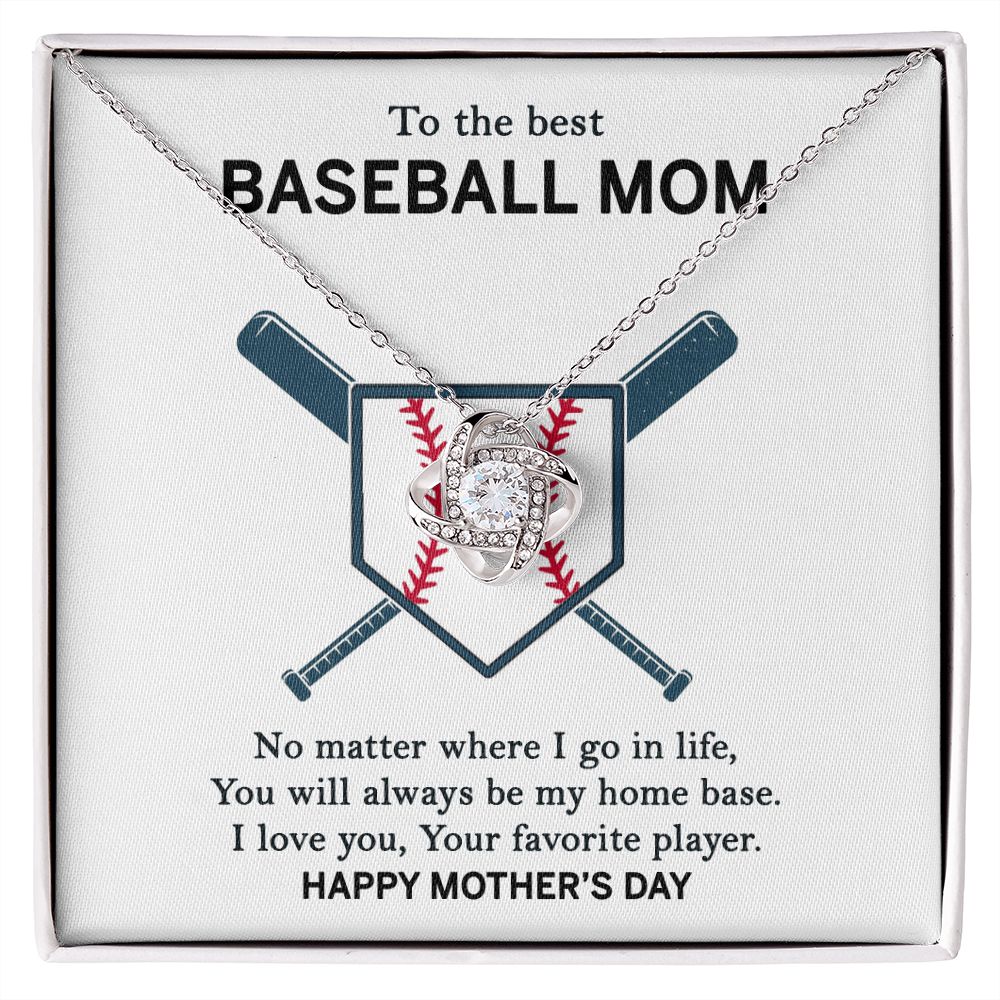 Baseball Mom Necklace, To The Best Baseball Mom Necklace From Son, Favorite player Necklace Gift For Mom, Happy Mother's Day Necklace Gift For Baseball Mom Love Knot Necklace Jewelry Gift For Women Love Knot Necklace 6323