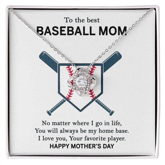 Baseball Mom Necklace, To The Best Baseball Mom Necklace From Son, Favorite player Necklace Gift For Mom, Happy Mother's Day Necklace Gift For Baseball Mom Love Knot Necklace Jewelry Gift For Women Love Knot Necklace 6323