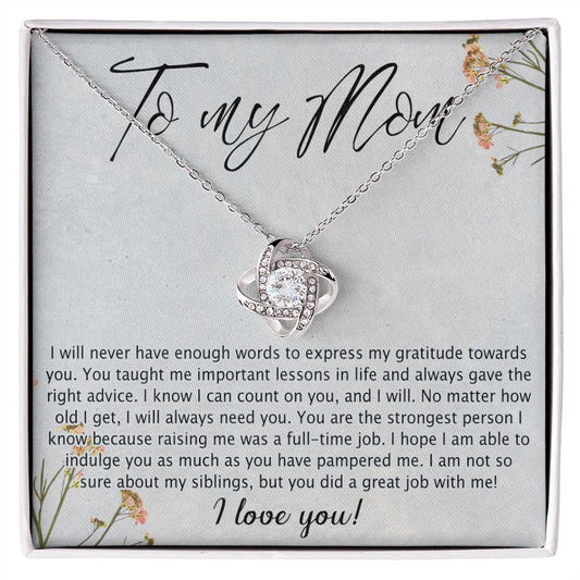 Mom Gift Necklace, To My Mom Love Knot Necklace Gift From Daughter Son Gift For Mom, Mother And Daughter Gift Necklace Personalized Gift Necklace For Mom Pendant, Love Knot Necklace Gift For Women Love Knot Necklace 6323
