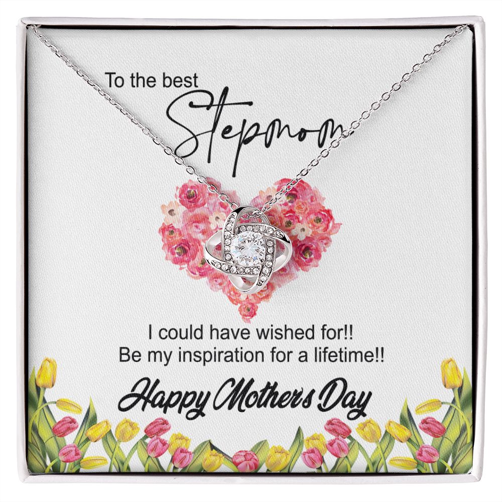To The Best Stepmon Necklace, Happy Mother's Day Necklace Gift From Daughter, Son To My Step Mom Necklace From Daughter, Stepmom Gift Necklace, Boyfriend's Mom Gift Necklace, Love Knot Gift For Mom Love Knot Necklace 6323