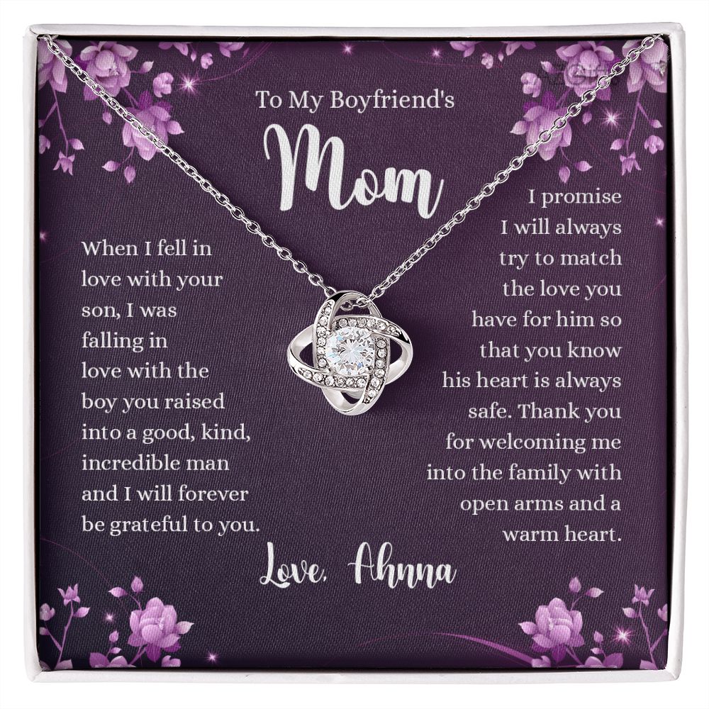 To My Boyfriend's Mom Necklace Gifts For Boyfriends Mom From Girlfriends Son Love Knot Necklace For Boyfriend's Mom On Birthday Going Away Retirement Mother's Day Gift For Boyfriend Mom Jewelry Box