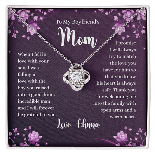 To My Boyfriend's Mom Necklace Gifts For Boyfriends Mom From Girlfriends Son Love Knot Necklace For Boyfriend's Mom On Birthday Going Away Retirement Mother's Day Gift For Boyfriend Mom Jewelry Box