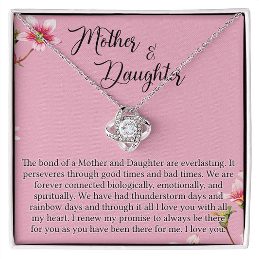 Mother And Daughter Gift Necklace - To My Mother Love Knot Necklace Gift From Daughter, The Bond Of A Mother And Daughter Love Knot Pendant Gift For Mom, Jewelry Gift For Women, Bonus Mother Gift Love Knot Necklace 6323