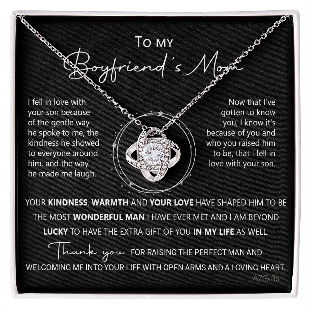 Gift For Boyfriend's Mom Necklace, Boyfriend Mom Gifts From Girlfriend, 14k Love Knot Necklaces For Boyfriends Mom, My Boyfriends Mom Gifts Necklace Mothers Day For Boyfriend Mom, Christmas Necklace Love Knot Necklace 6323