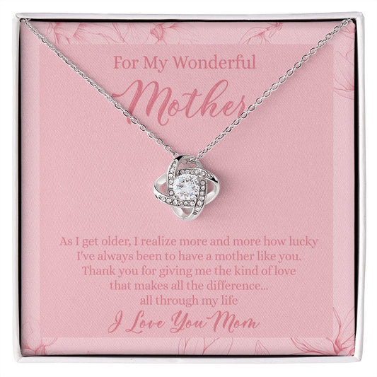 Wonderful Mother Gift Necklace, To My Wonderful Mother Love Knot Necklace, Birthday Gift Necklace From Daughter, Mothers Day Necklace Gift for Mom, Thank You Gift Necklace Gift For Women, Mother Love Knot Necklace 6323