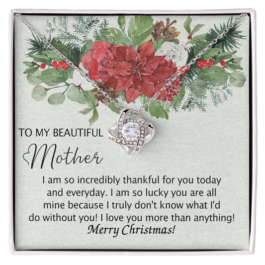 Beautiful Mother Gift Necklace - To My Beautiful Mother Love Knot Necklace From Daughter, Merry Christmas Necklace Gift For Mother Necklace Gift On Christmas To Mom, Birthday Gift For Beautiful Mom Love Knot Necklace 6323