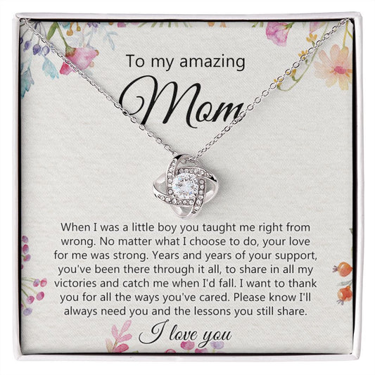 Amazing Mom Gift Necklace, To My Amazing Mom Love Knot Necklace for Mother Day Gift From Daughter Son Necklace Gift For Mom, Mother Gift Necklace Thank You Mom, Mother Necklace Birthday Gift for Mom Love Knot Necklace 6323