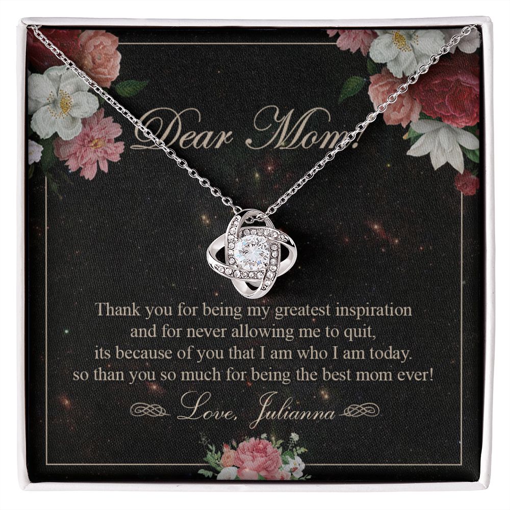 To My Mom Necklace, Gift For Mom On Mother's Day Thank You Mom Gifts From Kids Mom Julianna Love Knot Necklace for Mom fromDaughter or Son