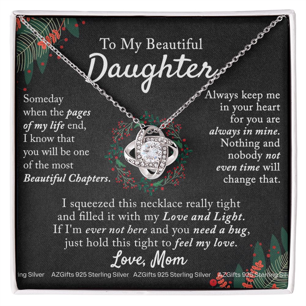 To My Daughter Necklace for Christmas Birthday Gift for Daughter from Mom Daughter Gift from Mom Mother to Daughter Necklace Pendant Birthday Jewelry Gift for Christmas Xmas Love Knot Necklace for Daughter