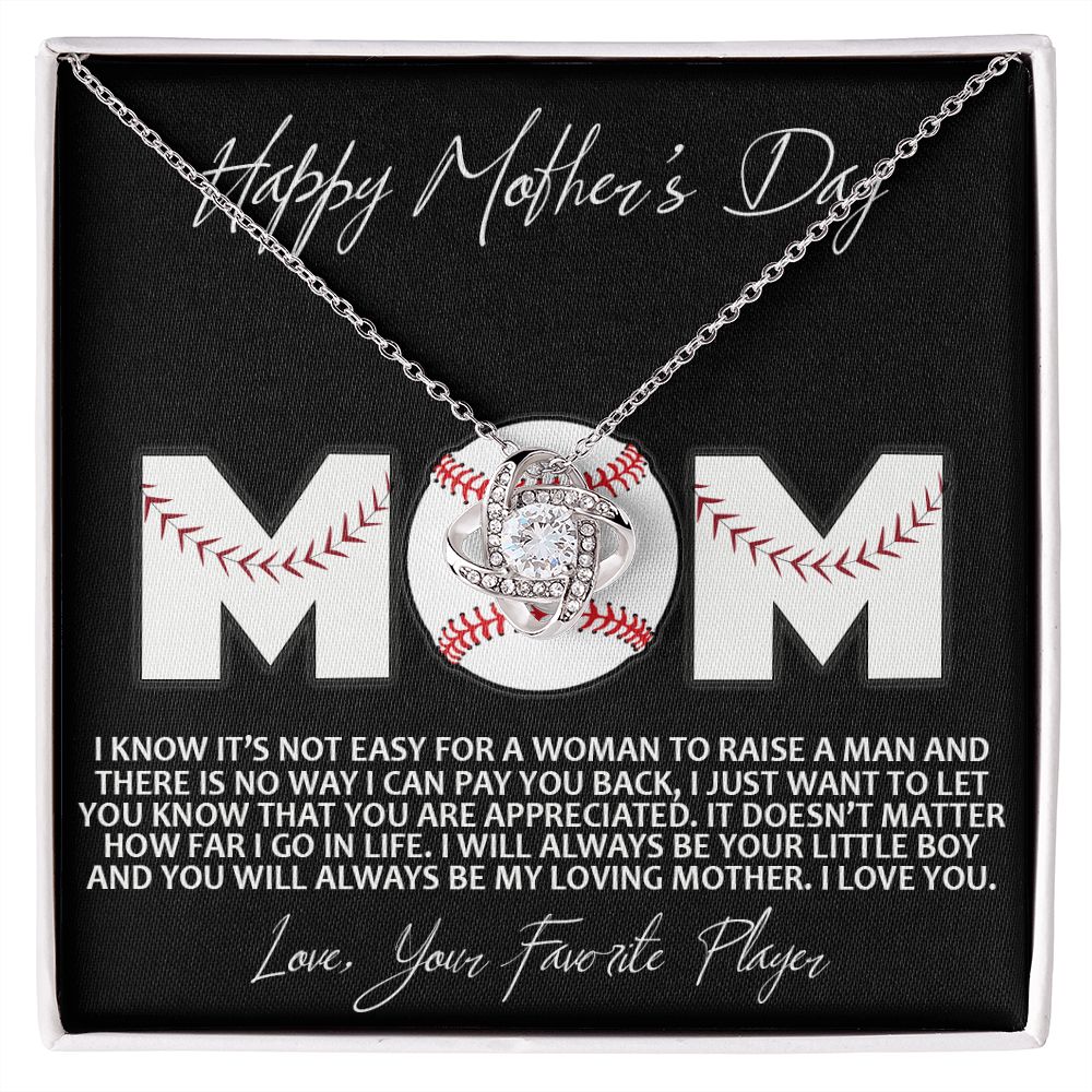Baseball Mom Gift Necklace, To the Best Baseball Mom Necklace From Daughter, Favorite Player Necklace Gift For Mom, Baseball Mom Love Knot Necklace Jewelry Gift For Women Happy Mother's Day Necklace Love Knot Necklace 6323