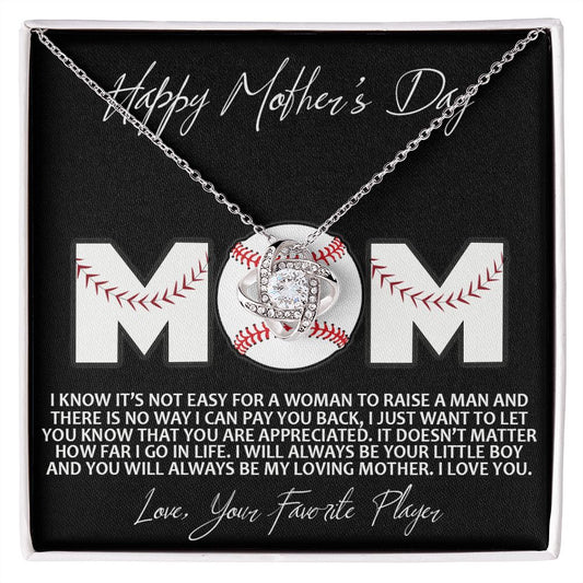 Baseball Mom Gift Necklace, To the Best Baseball Mom Necklace From Daughter, Favorite Player Necklace Gift For Mom, Baseball Mom Love Knot Necklace Jewelry Gift For Women Happy Mother's Day Necklace Love Knot Necklace 6323