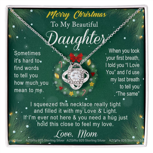 To My Daughter Necklace Gift, Daughter Birthday Gift, Interlocking Hearts Necklace for Christmas Daughter Mother Gift for Daughter From Mom