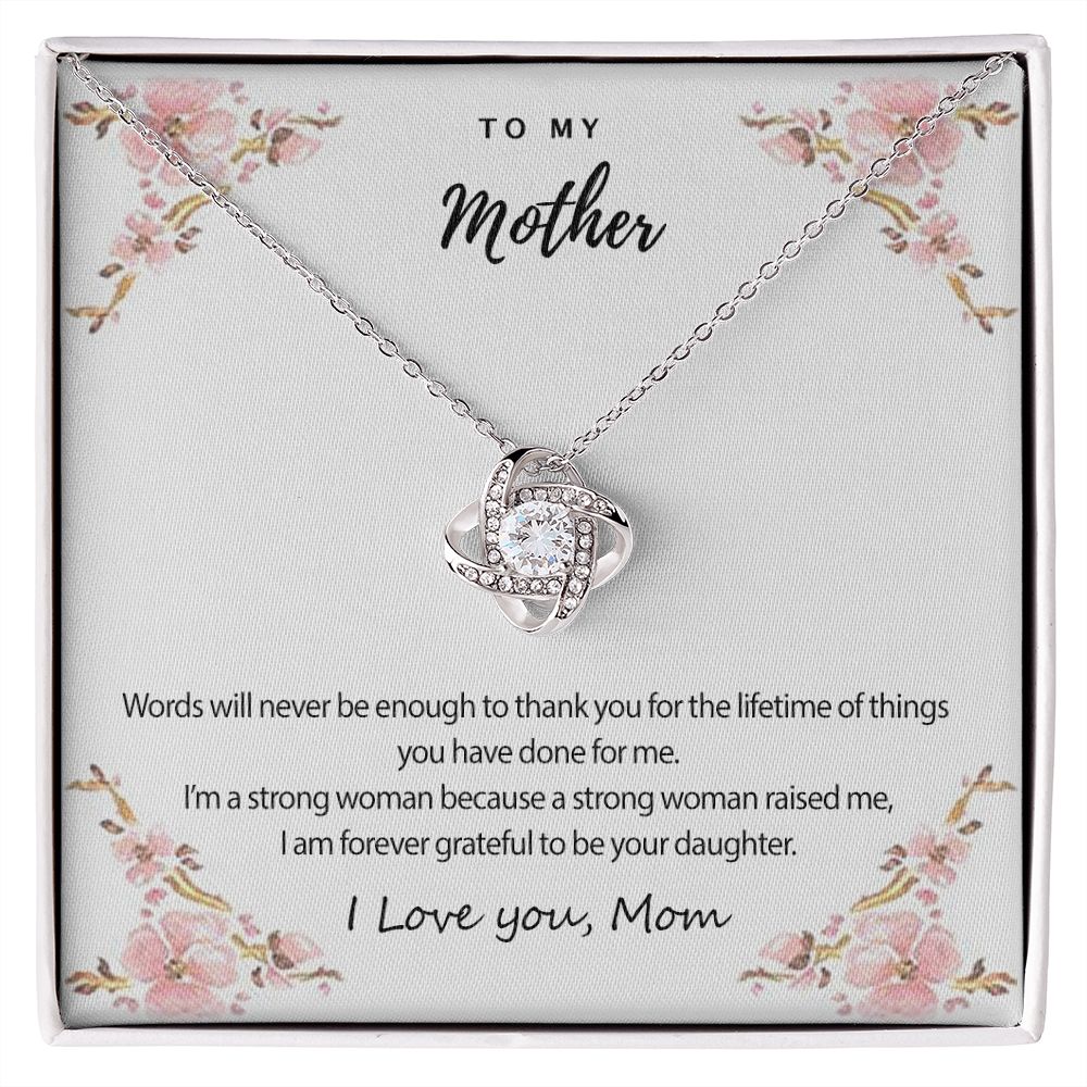 Mother And Daughter Necklace, To My Mother Necklace From Daughter Thank You For The Lifetime Necklace Gift For Mom, Daughter To Mom Necklace On Birthday Gift Anniversary Mother's Day Necklace Gift Love Knot Necklace 6323
