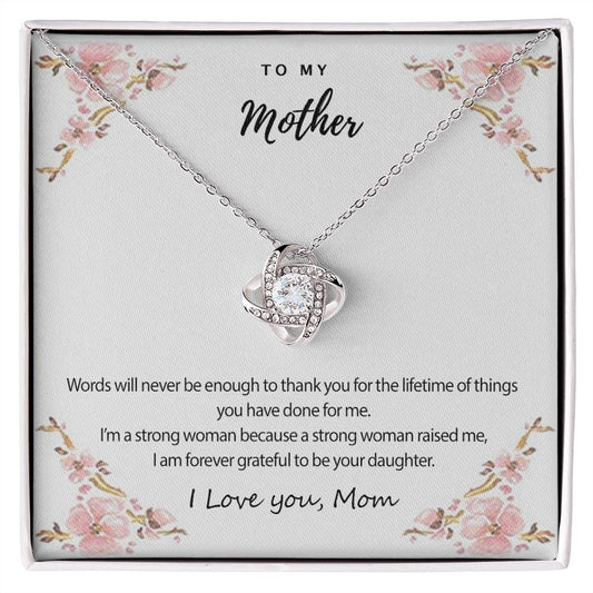 Mother And Daughter Necklace, To My Mother Necklace From Daughter Thank You For The Lifetime Necklace Gift For Mom, Daughter To Mom Necklace On Birthday Gift Anniversary Mother's Day Necklace Gift Love Knot Necklace 6323